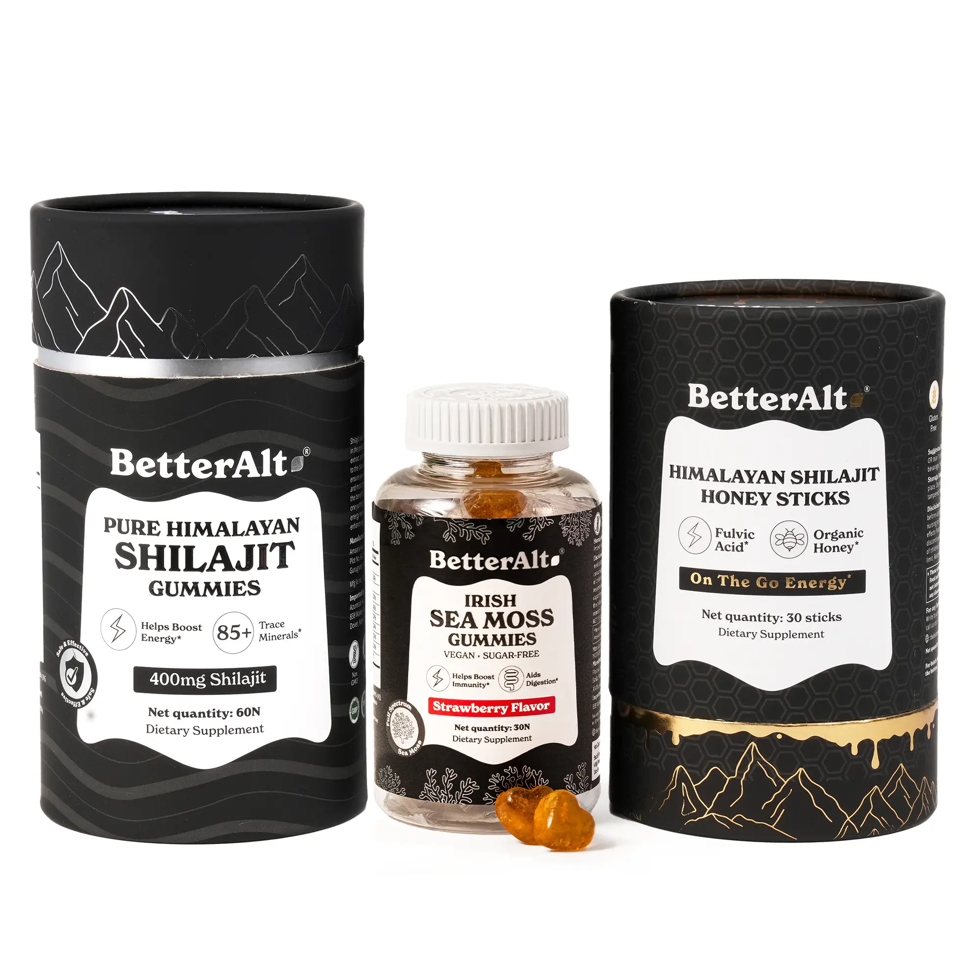 BetterAlt Winter Immunity Pack | GOLD+ Shilajit Honey Sticks, Shilajit Gummies,...