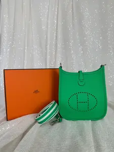 Pre-owned HERMÈS Leather Crossbody Bags Hermes Brand New Vert Comics Mini Evelyne TPM