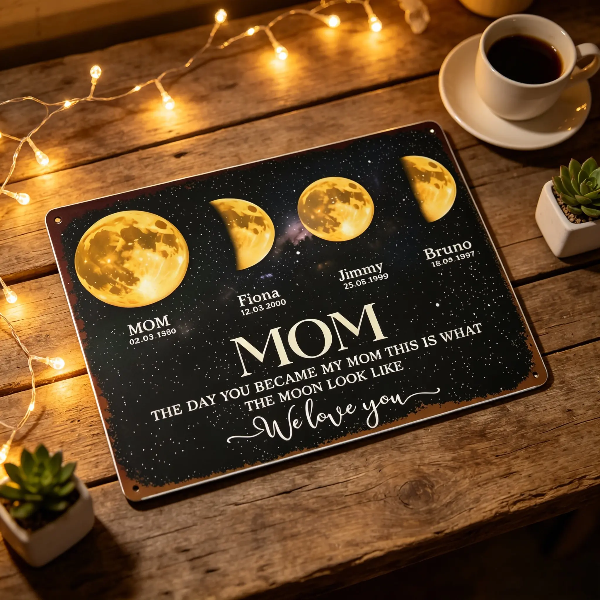 Custom Mom Moon Phase Aluminum Metal Sign Poster 12X8 Inch-The Day You Became My Mom Gift,  Mother’s Day Gift, Gift for Mama, Mothers Day Gift Ideas 2026 tiktokshopspringglowup black friday