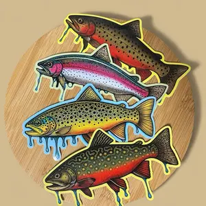 Drip Fish Stickers - 4 pack of your favorite trout with drip