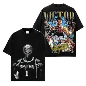 [🎉100% Cotton] The Alien Victor Wembanyama Graphic Shirt, Hector Banana-Bread & French Vanilla Spurs Nation Basketball Tee, Oversized Unisex Cotton T-Shirt, Casual Streetwear Camiseta Verano Summer Fit, Game Day Outfit Gift for Men and Women