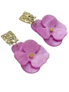 Silver Color Acrylic Flower Earrings, French Vintage Personalized Ear Rings, Elegant Light Luxury Jewelry, Attractive, Seductive Look