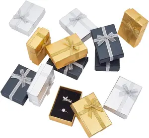 12pcs Jewelry Box, 2x2.7x1 Inch Small Gift Boxes Metallic Paper Earring Box with Bowknot Small Box for Valentine's Day Gifts Jewelry Earring Necklace Bracelet Silver Bar Ring Keychain