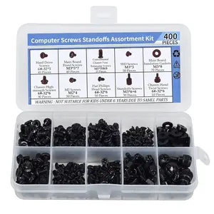 400 count Computer Screws Motherboard Standoffs Assortment Kit for Universal Motherboard, HDD, SSD, Hard Drive,Fan, Power , Graphics, PC Case for DIY & Repair