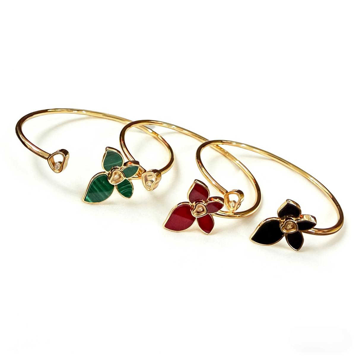 Vintage Gold Flower Cuff Bangle, Enamel Open Bracelet, Retro Jewelry for Women, Perfect Gift for Girl Friend Mom