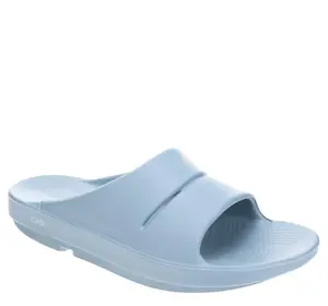 OOFOS OOahh Unisex Recovery Sandals - Ocean Blue, Cushioned Slide with Arch Support, Comfortable Post Workout Casual Summer Footwear