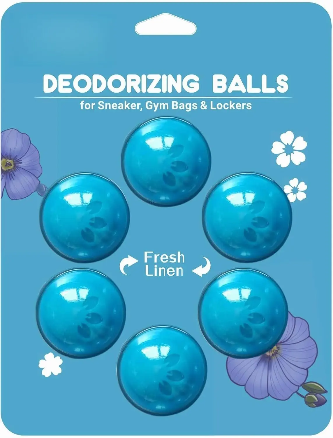 Essential Oils Footwear Deodorizing Balls - 6 Pack Fresh Linen Scent Home Care Mold-Damp Proofing Supplies for Shoes, Small Spaces, Adults' Daily Use