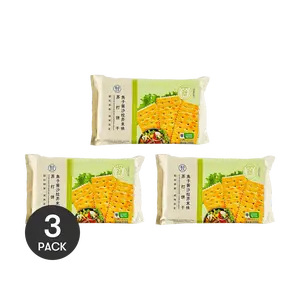 FRESHIPPO Caviar Salad Wasabi Soda Crackers 3 Pack (228g x 3) - Salty & Crispy Savory Snack for Parties & Tea Time