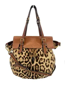 Pre-owned DOLCE & GABBANA Pony hair Shoulder Bags Dolce and Gabbana Leopard Print Tan Leather Miss Privee Shoulder Bag