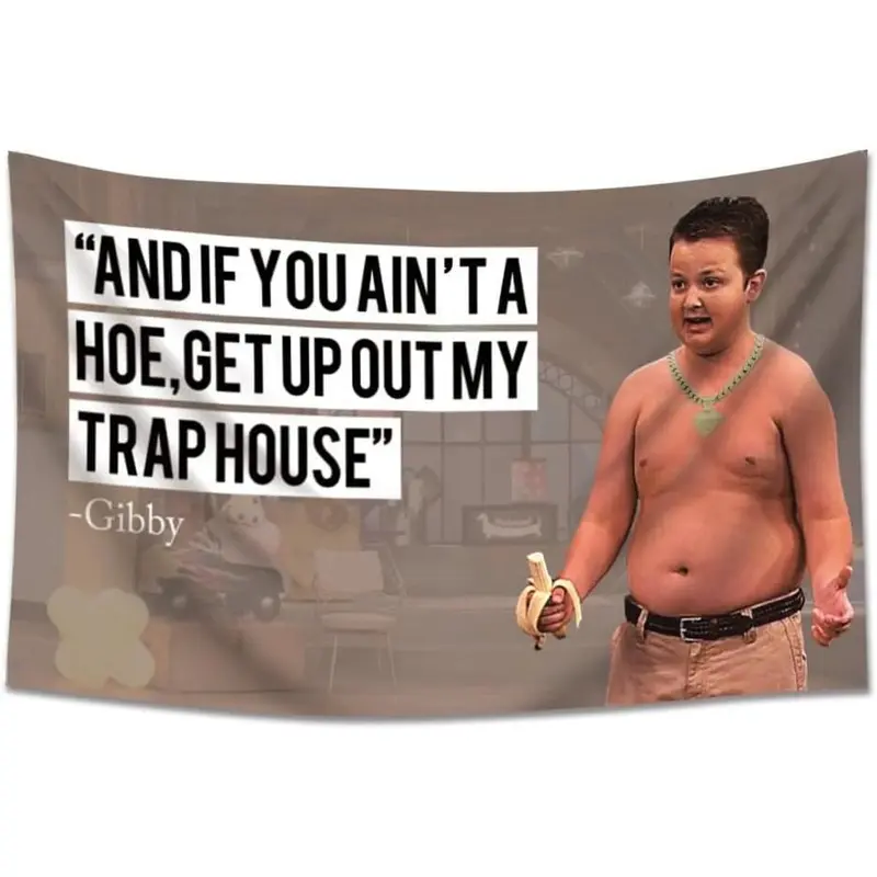Gi-by Cotton Linen Polyester Tapestry, 60x40in Funny Banner Wall Art - "And If You Ain't a Hoe Hanging Get Up Out My Trap House" for Bedroom House Decor, Cool Whimsical Room Decor Supplies