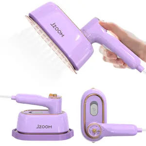 JZOOM Travel Steamer Iron for Clothes, Portable 2-in-1 Dry & Steam Iron, Flat or Upright Use, 180° Foldable Handle, 15s Fast Heat-Up, 85ml Water Tank, Mini Steamer for Home & Travel