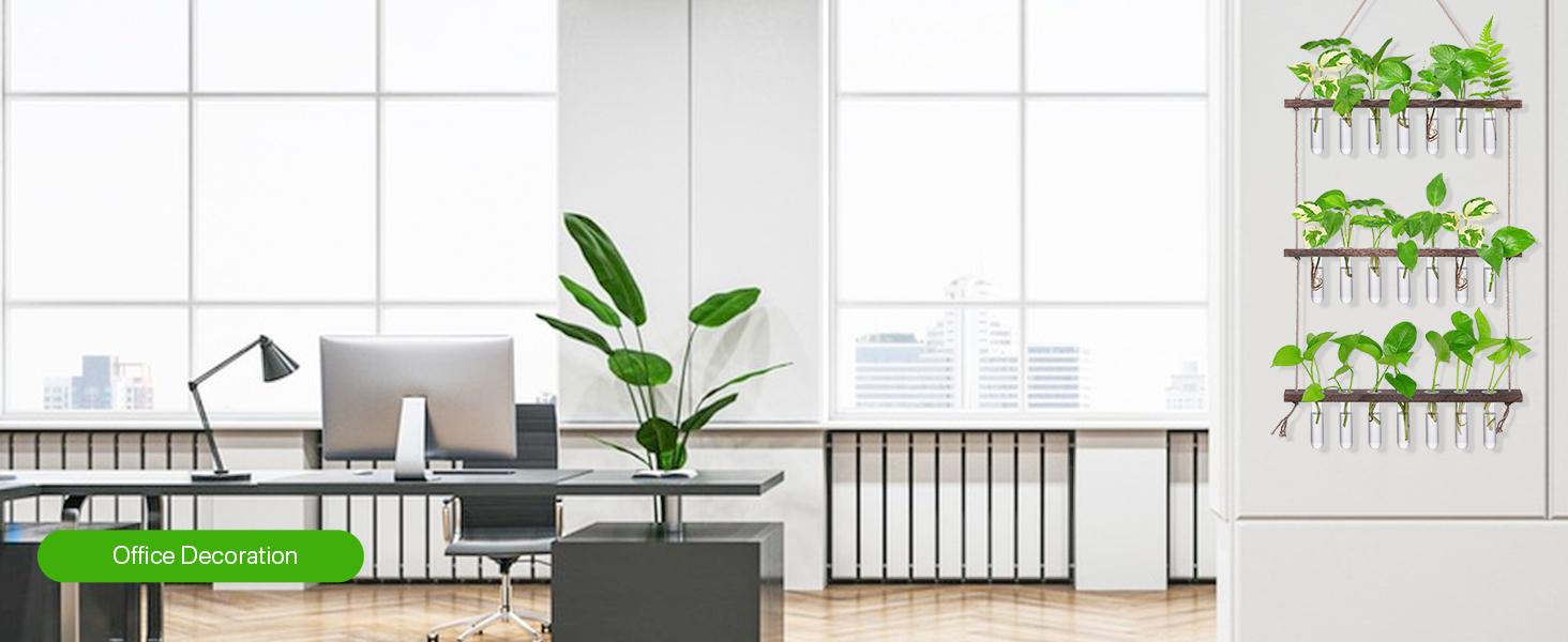 Renter-Friendly Large Indoor Plant Wall Hanger 3-Tier Glass Test Tube Planter 15.7" Wide for Small Apartments Office Spaces Decor Hanging