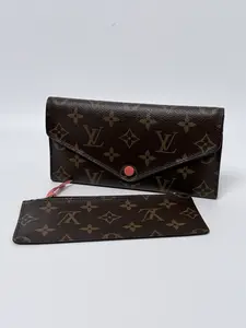 Pre-owned Louis Vuitton Canvas Clutches & Wristlets Josephine Long Flap Wallet Monogram Piment Orange 2in1 JD205LV