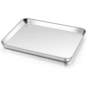 1 Pack Quarter Sheet Pan, 9x13 Inches Stainless Steel Cookie Sheets for Baking Non Stick, Metal Baking Sheet Fits Toaster Oven, Bacon Pan Non  & Rust Free, Dishwasher Safe