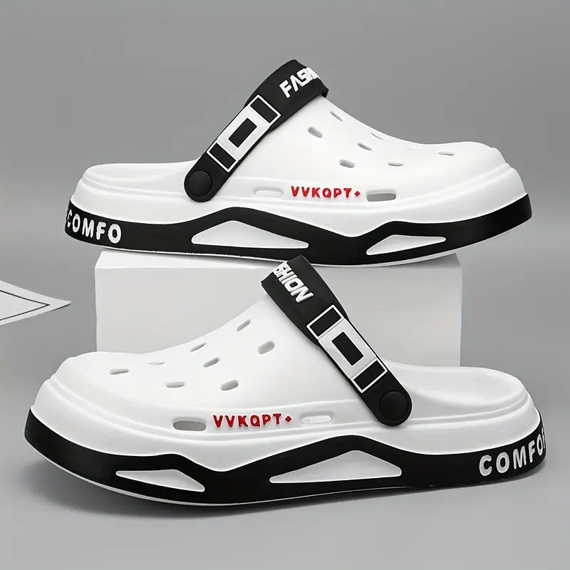 Stylish Clogs Fashionable Unisex Spring And Summer Casual Clogs - Soft Sole, Breathable Footwear for Outdoor Activities, Featuring "FASHION" Graphics, EVA Material, Suitable for Everyday Wear.