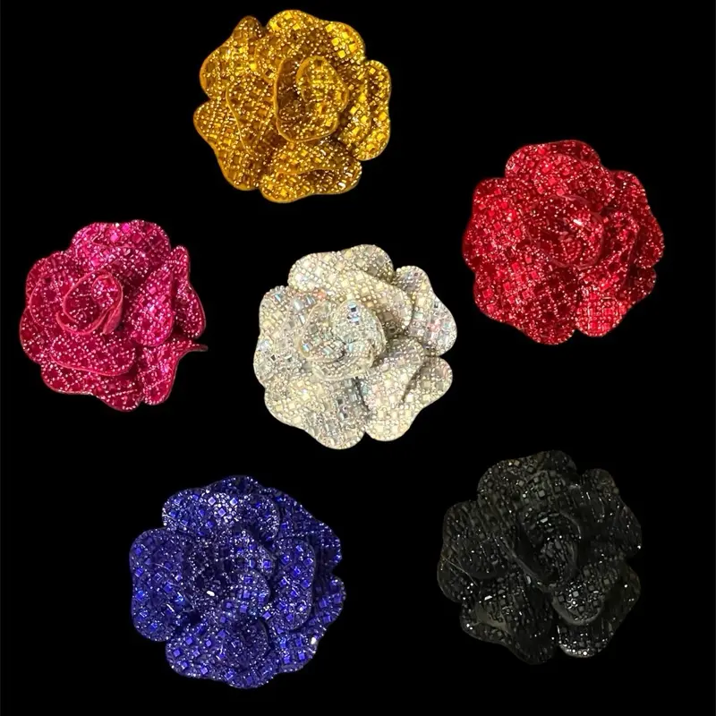 Beaded Rhinestone Flower Sew-On Patch Embellishment for Clothing, Tops