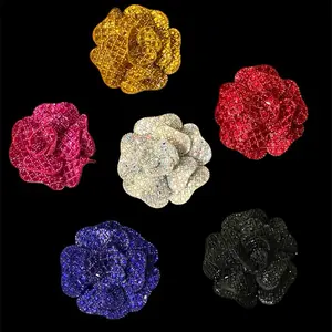 Beaded Rhinestone Flower Sew-On Patch Embellishment for Clothing, Tops
