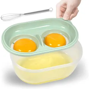 Egg White Separator with Egg Beater Yolk White Filter Storage Box Green Polypropylene Kitchen Gadget 5.6" L x 3.54" W x 3.5" H Dishwash Safe