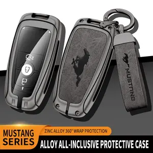 Zinc Alloy Leather Car Remote Key Case Cover, for Ford Fusion Edge Mustang Explorer F150 F250 F350 Ecosport, Interior Auto Accessories