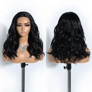 18 Inch Lace Wig Short Wavy Wig 5” Deeper Middle Part Lace Wig Natural Hair Synthetic Wig For Women