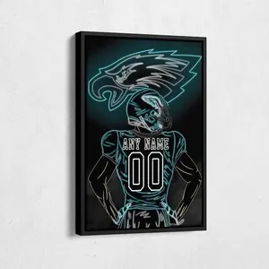 [Unframed] Philadelphia Eagles Jersey Football Neon Personalized Jersey Custom Name and Number Home Decor Poster Man Cave Gift