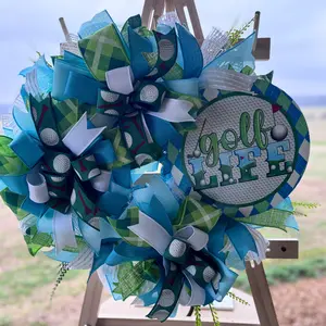 Golf Wreath for Front Door | Golf Lover Door Decor | Gift for Golfer | Golf Life Summer Mesh Wreath