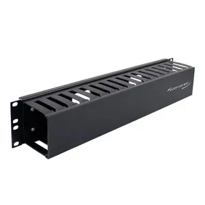 Wavenet  2U Singled-Sided Finger Duct Cable Manager Panel, Black, Cable Guide