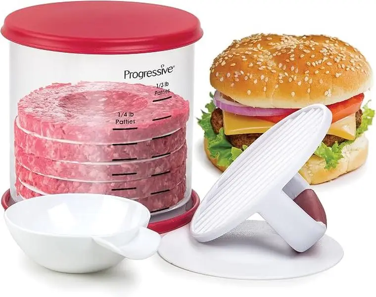 Burger Patty Press with Storage Container, Hamburger Patty Maker for Homemade Burgers, BBQ, Grilling & Meal Prep