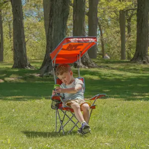 Life Is Good Kids Max Shade Quad Folding Camp Chair with Tilt and UV Sun Protection Canopy Orange Portable Outdoor Equipment