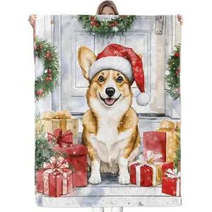 Christmas Corgi Blanket - Ultra Soft & Cozy Flannel Throw Blankets, Warm, Lightweight & Fuzzy - Perfect for Bed, Couch, Travel & Outdoor Use - for Men Women Adults 60"×50"