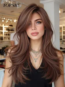 Topshe Lace Front Wig, Medium Length Curly Hair, Natural Copper, Heat Resistant, Comfortable Breathable Women's Wig, Curly Hair Wigs