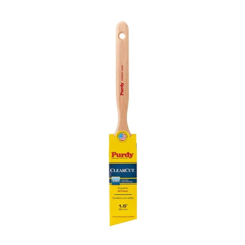 Purdy 1035163 1.5 in. Clearcut Glide Stiff Angle Paint Brush, Excellent Paint Release, Heavy Bodied Paints