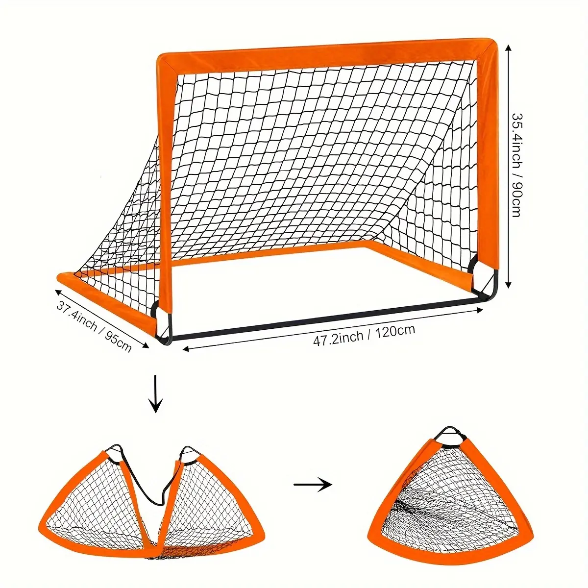 Fiberglass Pop-Up Soccer Goal Set - 2-Pack 4x3 ft Durable Foldable Portable Freestanding Casual Football Goals, Stadium Box Nets, Compact Rebounder for Youth Training, Backyard Games, Indoor/Outdoor Use