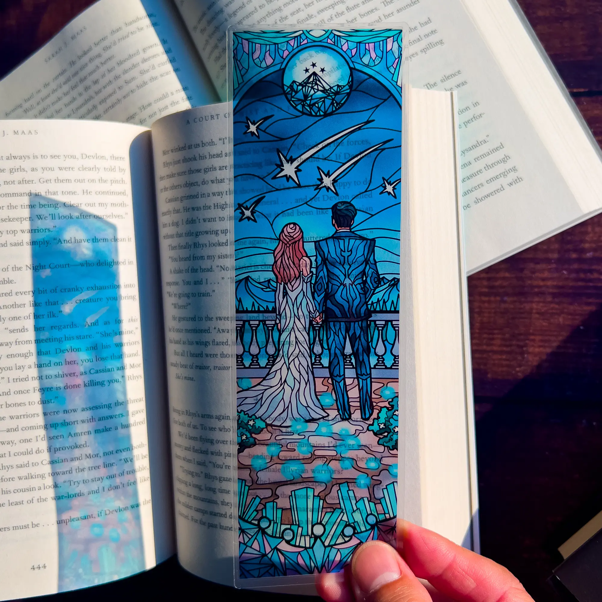 Starfall Stained Glass Bookmark - Transparent Bookmark for Fantasy Book Readers
