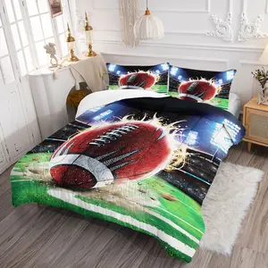 2/3Pcs Dynamic American Football Theme Comforter Set, Exciting Bedding Set with Digital Print Design, Perfect for Game Room Decor, Soft and Comfortable for Cozy Nights!, Pillowcase No Filler