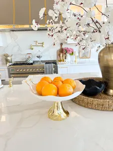 Gold with White Jasmine Flower Footed Bowl