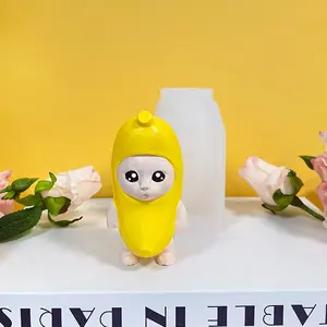 Banana Doll Cute Expression Decoration Figurine Silicone Mold, Desktop Creative Ornament Handmade Gift Making Tool