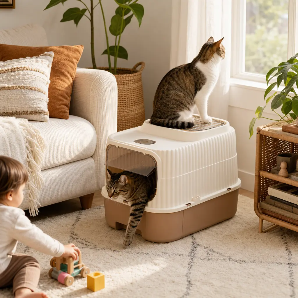 Fully enclosed ultra-large drawer-style cat litter box/cat toilet—odor-blocking, splash guard, pet supplies