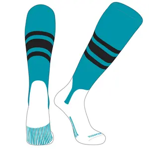 PEAR SOX OTC Baseball Softball Stirrup Socks (B, 5in) Marlin Teal, Black, Black