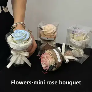 Mini Preserved Rose Bouquet in Gift Box, Eternal Single Rose Flower Arrangement, Romantic Valentine's Day Gift for Her, Mother's Day & Anniversary Home Decor