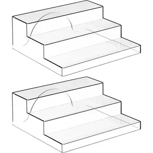 3 Tiered  Display Stands for Cupcake Stand,Perfume Shelf Organizer,Figure and  Pop Display,No Installation,Clear Table Risers Display Stands for Collectibles,Makeup and Dessert,2PCS