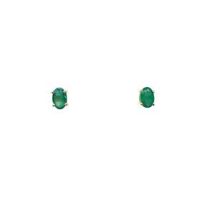 Emerald & Gold Oval Stud Earrings
