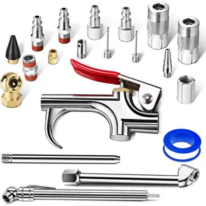 20 Air Tool Kit, Air Compressor Kit with 1/4" NPT Quick Connect Coupler & Plug/Tire Air Chucks/Tire Gauge/Air Nozzles/Air Hose Fittings, Pneumatic Tools for Air Compressor Accessories
