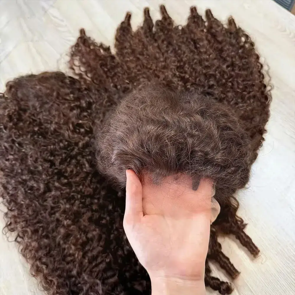 MYLOCKME Chocolate Brown 13x6 Burmese Curly Lace Frontal Wigs Human Hair 13x4 13x6 Deep Wave HD Lace Front Wig Natural Hairline Pre Plucked Wig