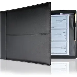 Professional 7 Ring Business Checkbook Binder,  PU Leather Organizer for 3--A-Page Checks,  for Business and Personal Finances, Fits 9x13 Inch Sheets, 600 Check Capacity