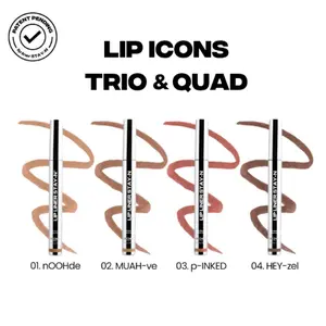 sacheu Lip Icons Trio & Quad - Iconic Peel-Off Lip Liner STAY-N with Hyaluronic Acid & Vitamin E Long-Wear Lipliner