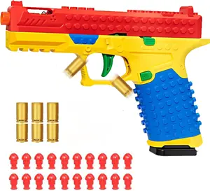Tactical DIY Building Block Handle Set,Funny Building Blocks Set with Display Stand, Creative Soft Shooting Collectible,Gun with 20 Foam Darts