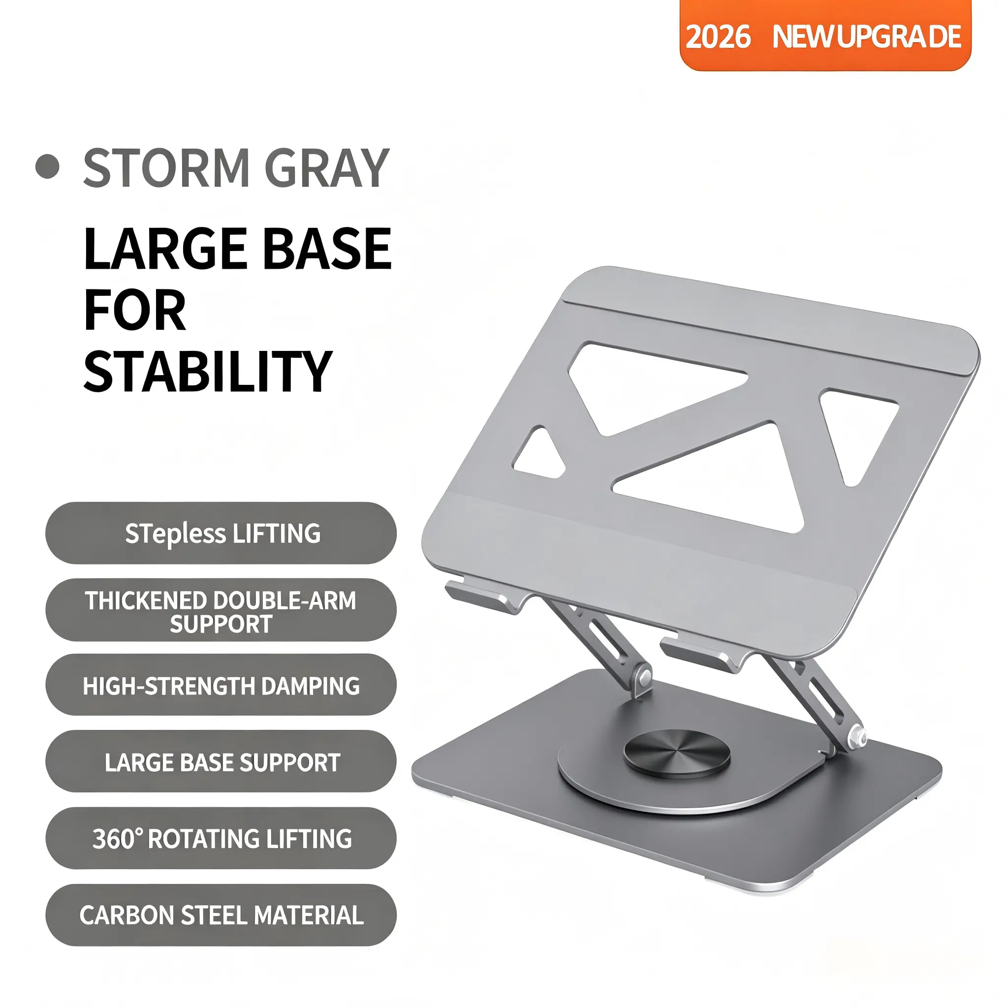 360° Rotating Laptop Stand, Adjustable Foldable Laptop Holder with Carbon Steel Base, Ergonomic Height Adjustable Computer Stand for Desk, Gaming, Office & Home Use, Fits Laptop & Phone