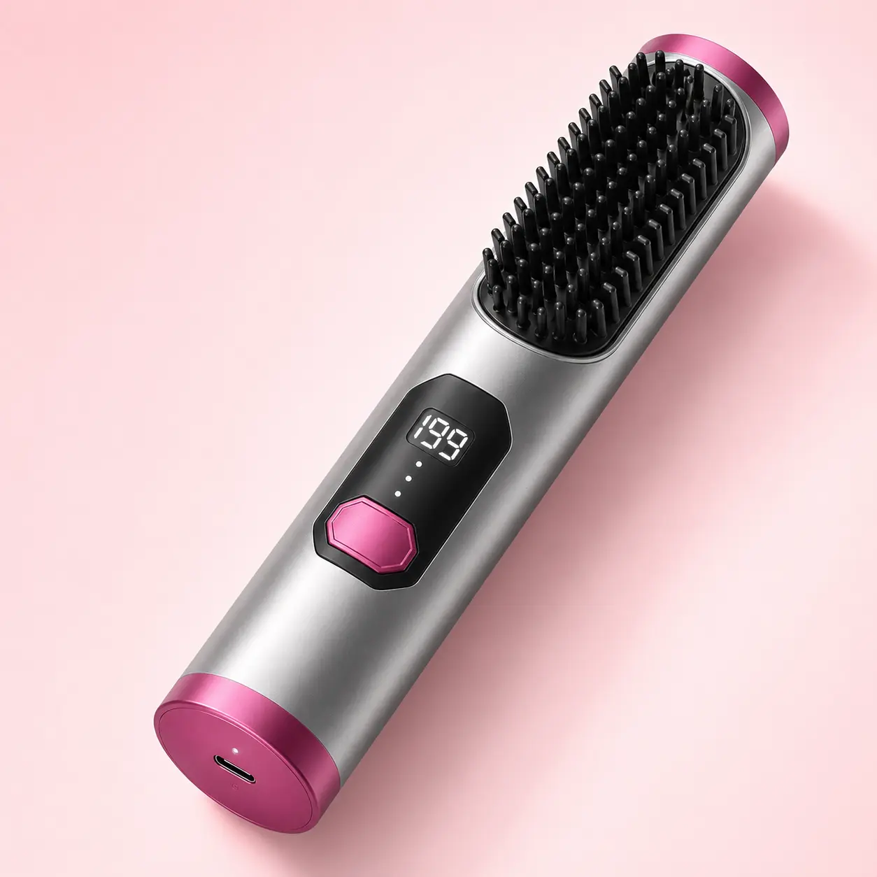 【MothersDayGift】 Cordless Hot Brush, Wireless Straightener for Straight to Wavy Hair, 2 in 1 Straightening & Curling Brush, 200 Million Ionic, Safe Mode, Ceramic Coating