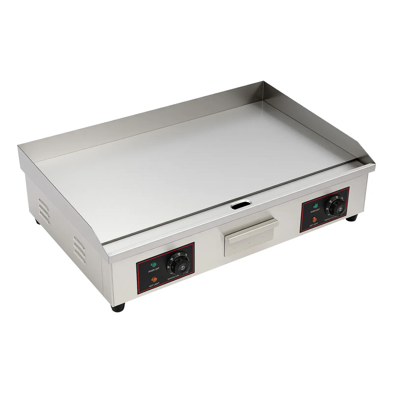 3000W Commercial Electric Countertop Grill Griddle Cookware Set, 110V, 50-300°C Adjustable Temperature, 73x40cm Cast Iron Plate for Snack Bars, Food Trucks, Coffee Shops, Chain Store Kitchen Use